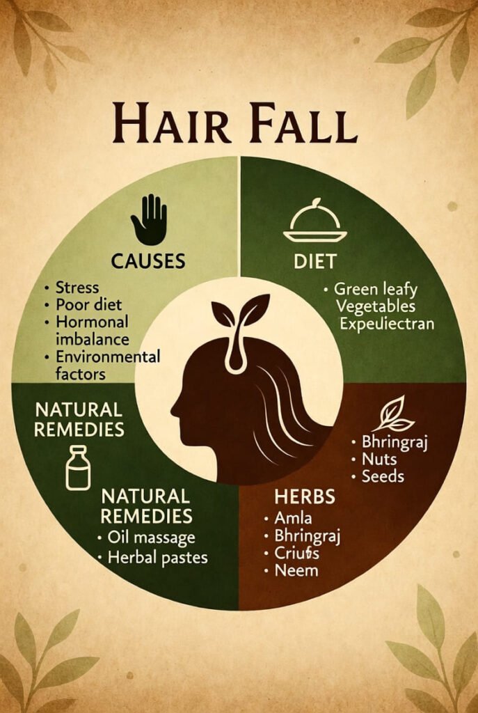 Ayurvedic treatment for hair fall using natural herbs and oils
