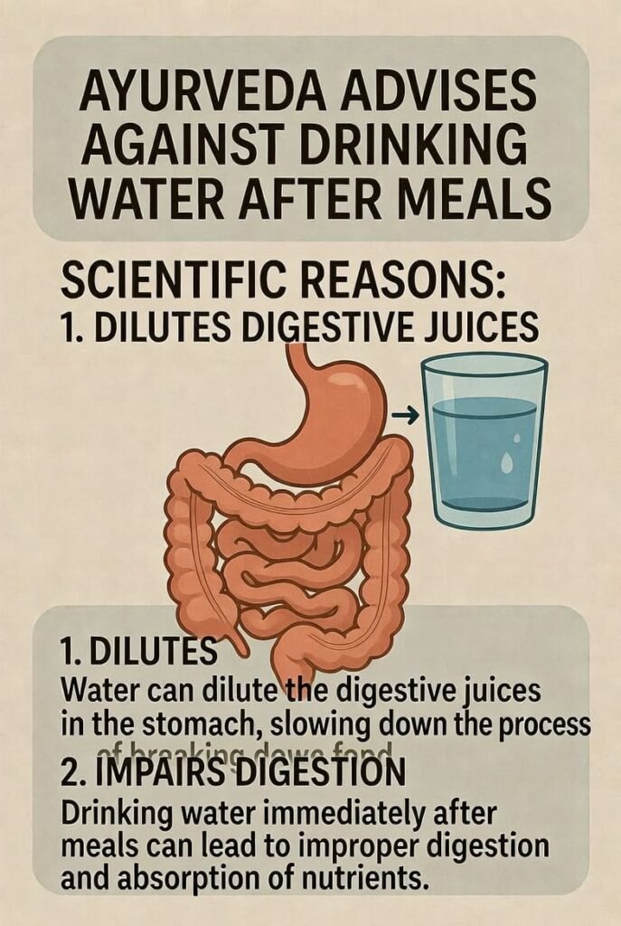 why ayurveda says not to drink water after meals